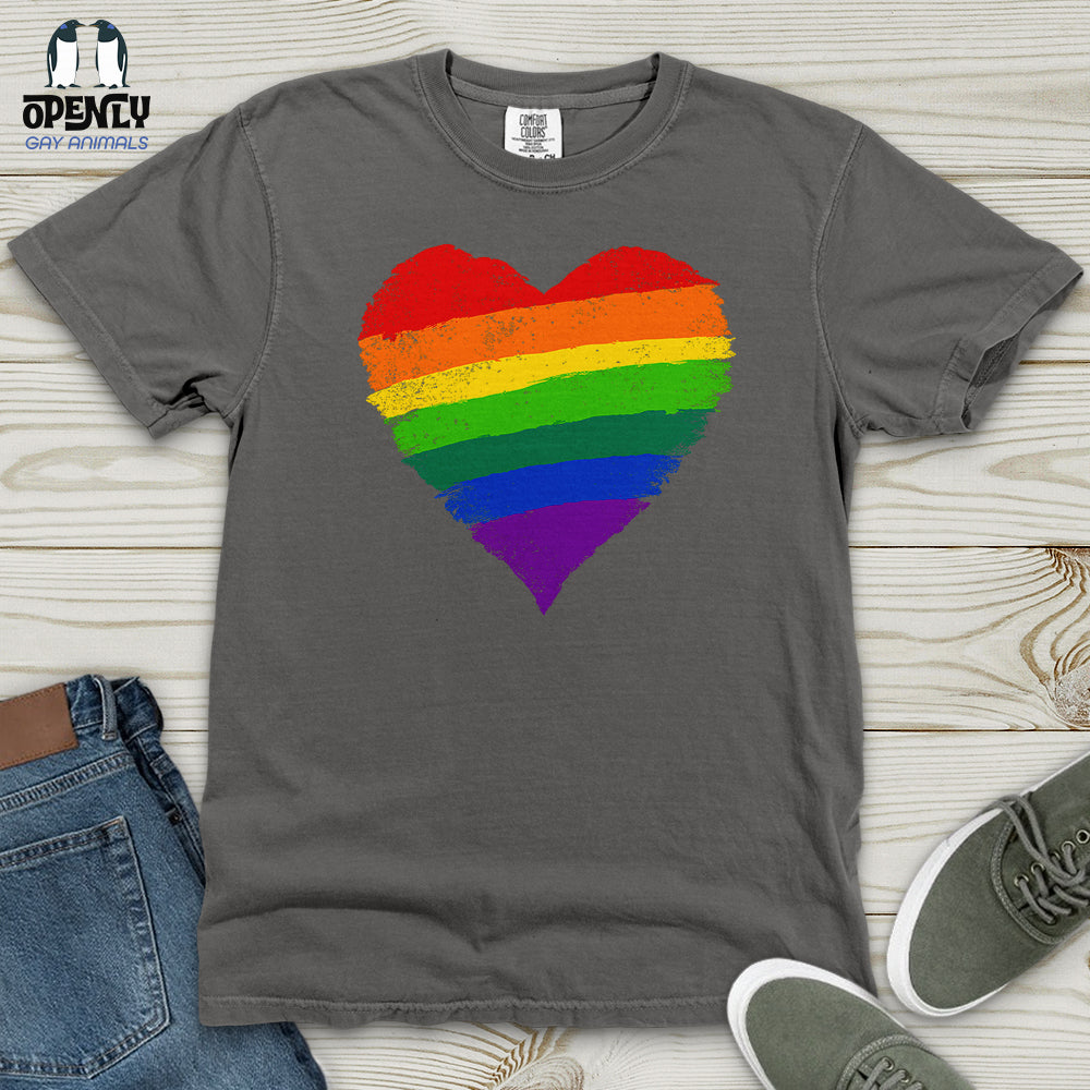 Rainbow Heart Lgbt Ally Heavy Cotton Comfort Colors Tee