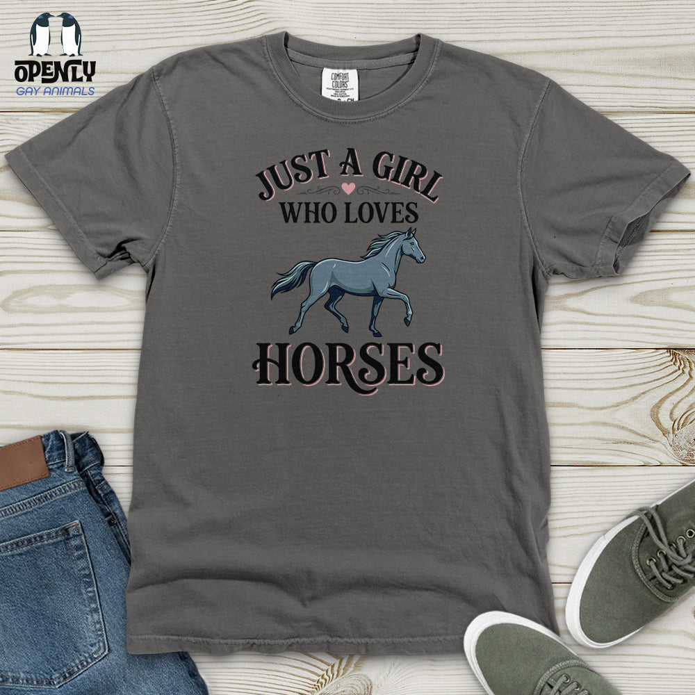 Just A Girl Who Loves Horses Heavy Cotton Comfort Colors Tee