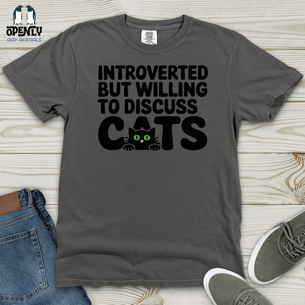 Introverted but Willing to Discuss Cat Heavy Cotton Comfort Colors Tee