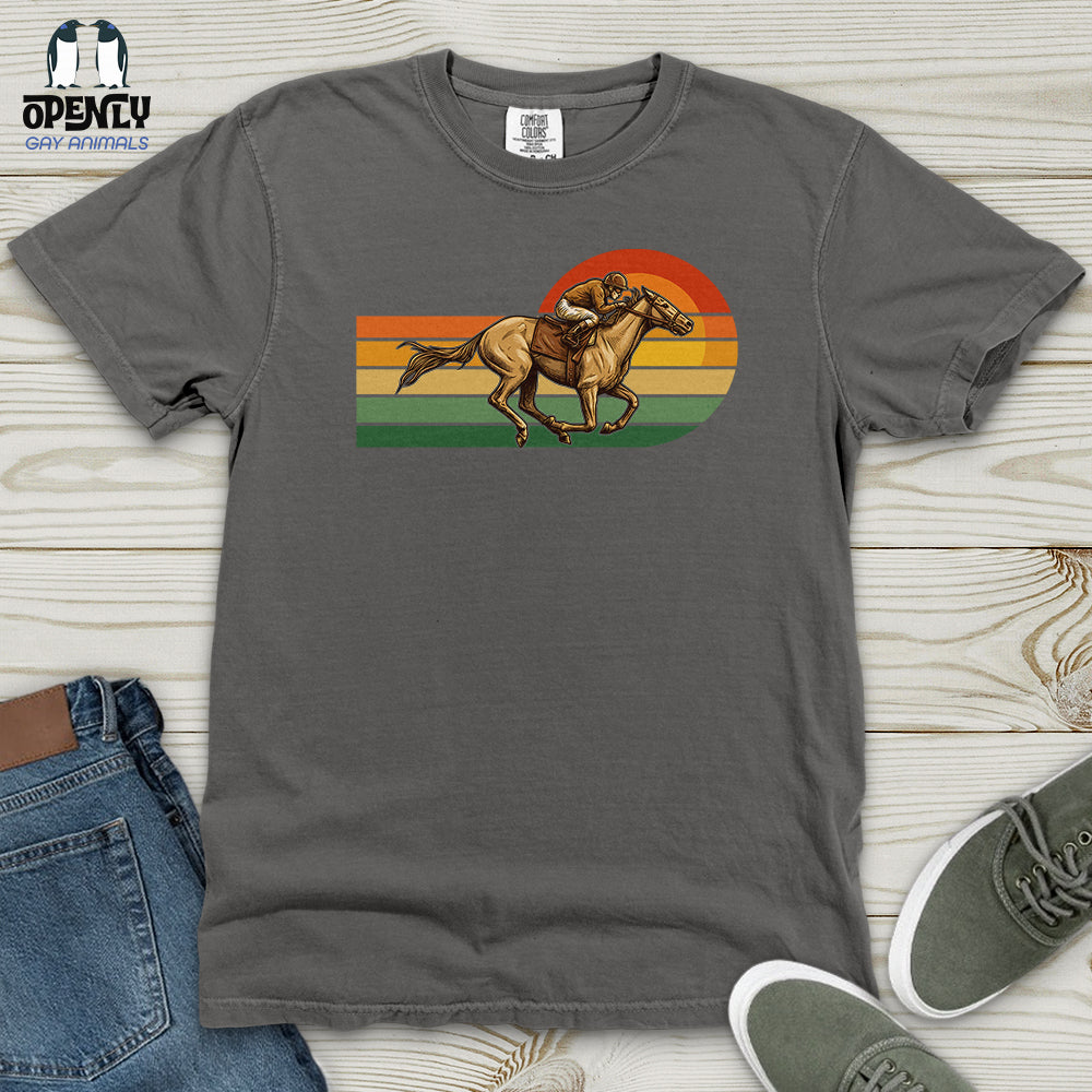 Horse Racing Retro Sunset Heavy Cotton Comfort Colors Tee