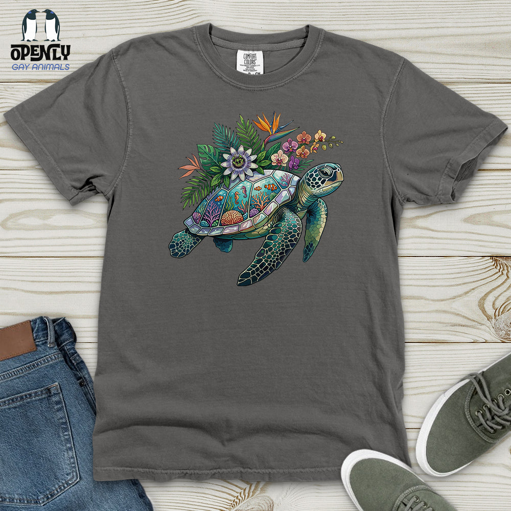 Floral Turtle Heavy Cotton Comfort Colors Tee