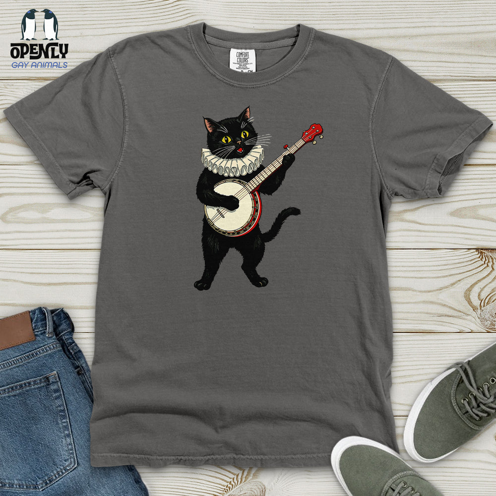 Cat Playing a Banjo Heavy Cotton Comfort Colors Tee