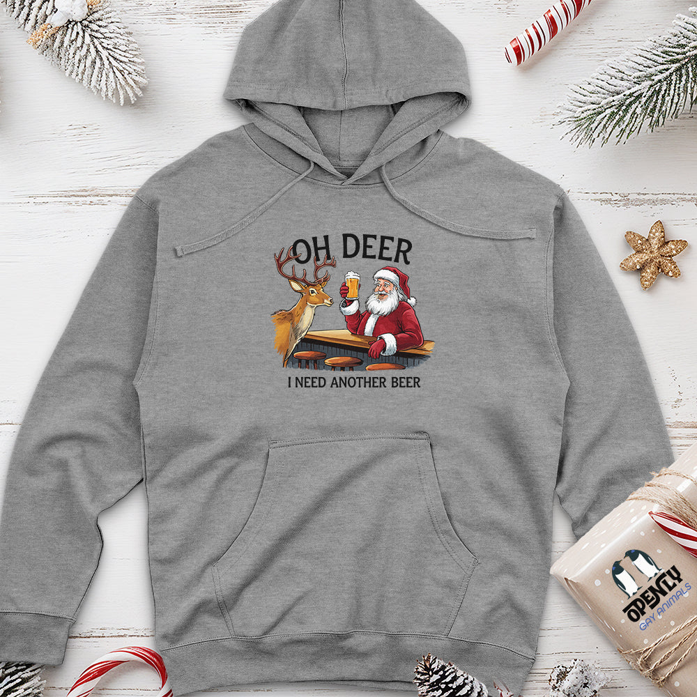 Oh Deer I Need Another Beer Unisex Midweight Hoodie