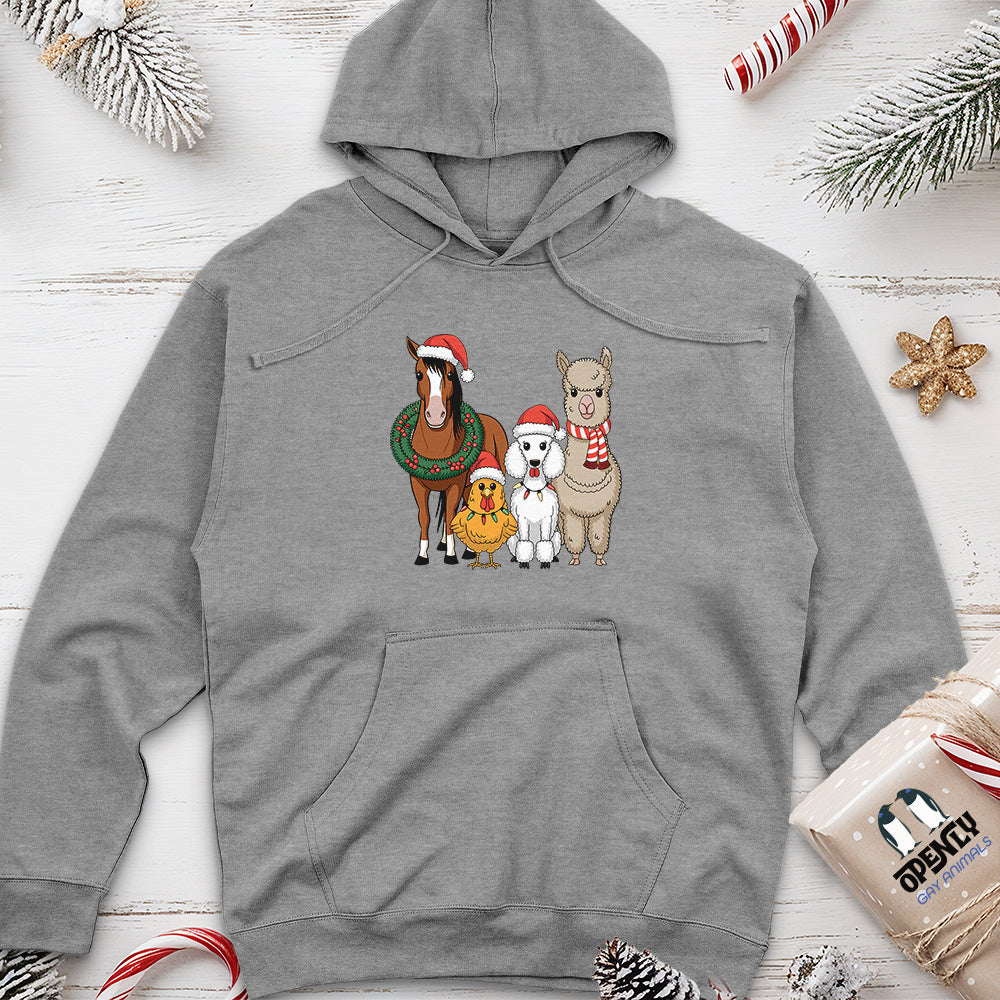 Christmas Animal Unisex Midweight Hoodie