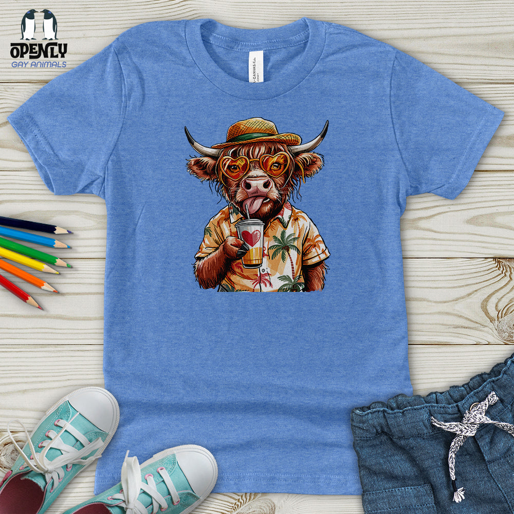 Summer Highland Cow Youth T-Shirt