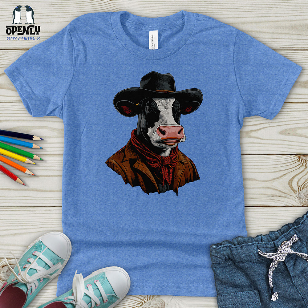 Cow With Brimmed Hat Youth T-Shirt