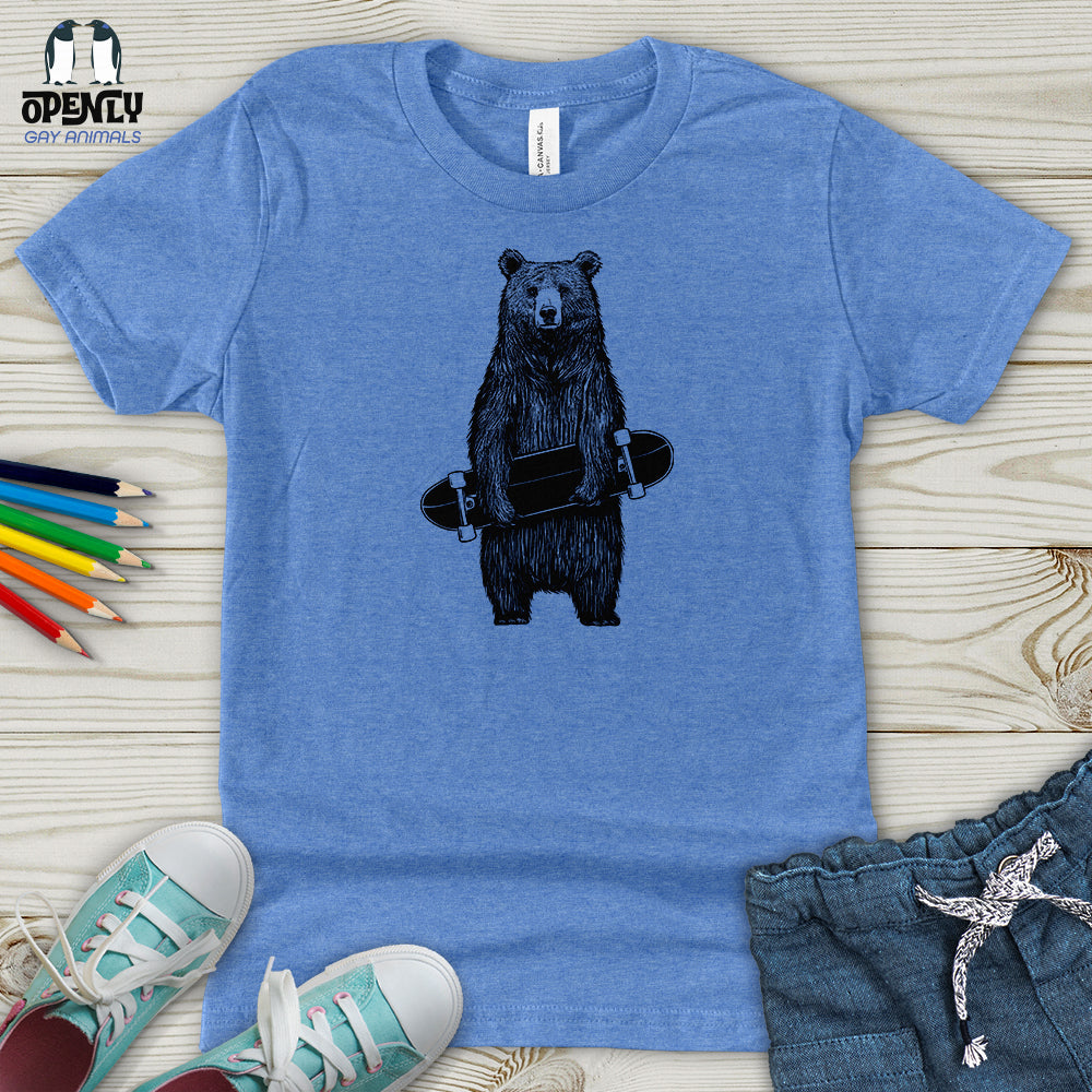 Bear Holding a Skateboard Youth T-Shirt