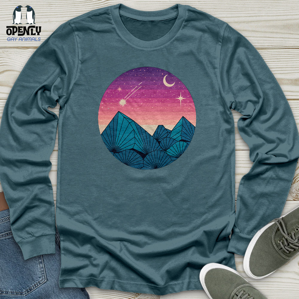 Geometric Mountain Landscape Unisex Long Sleeve Tee