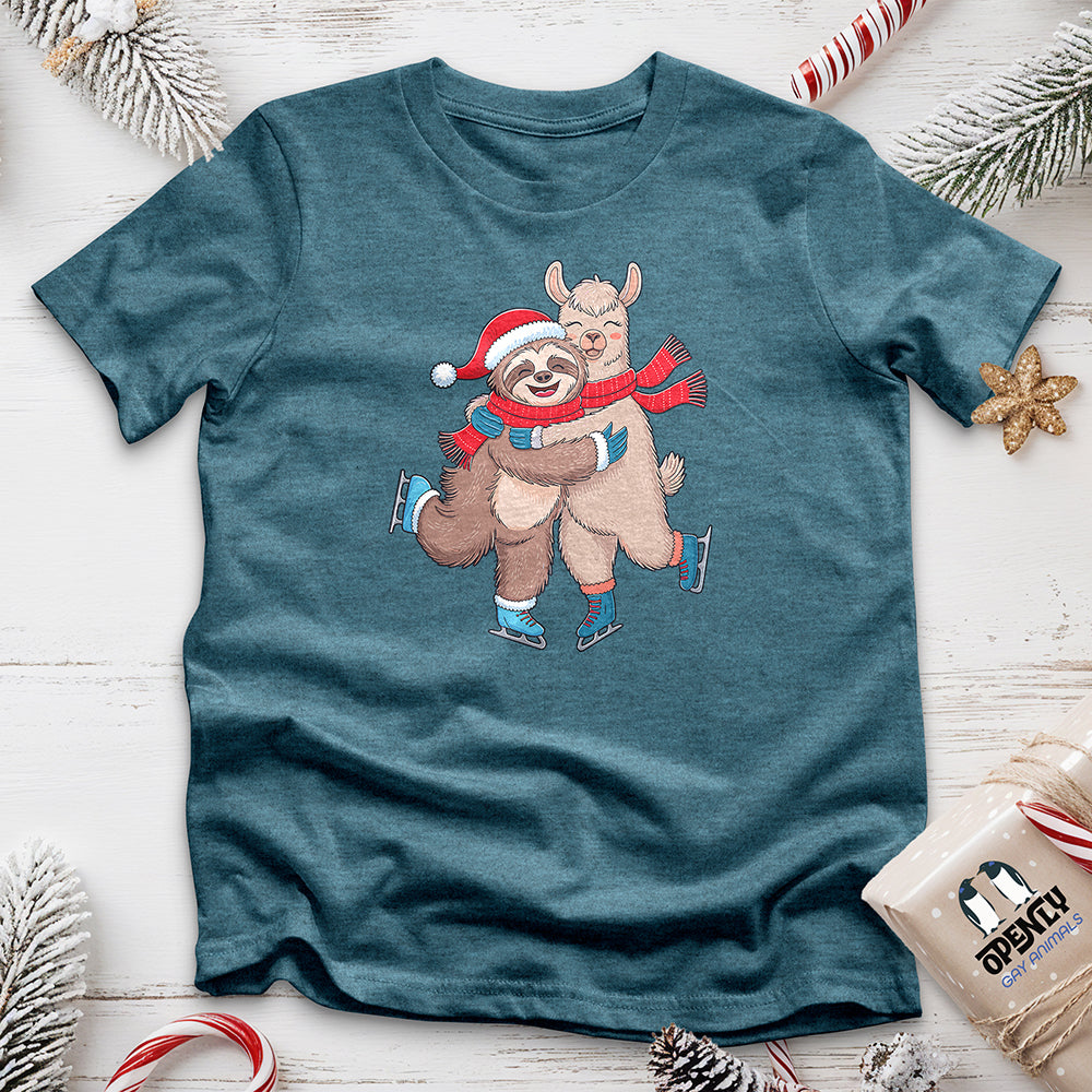 Sloth Hugging Llama Unisex t-shirt