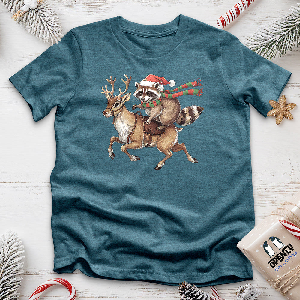 Raccoon Riding Reindeer Unisex t-shirt