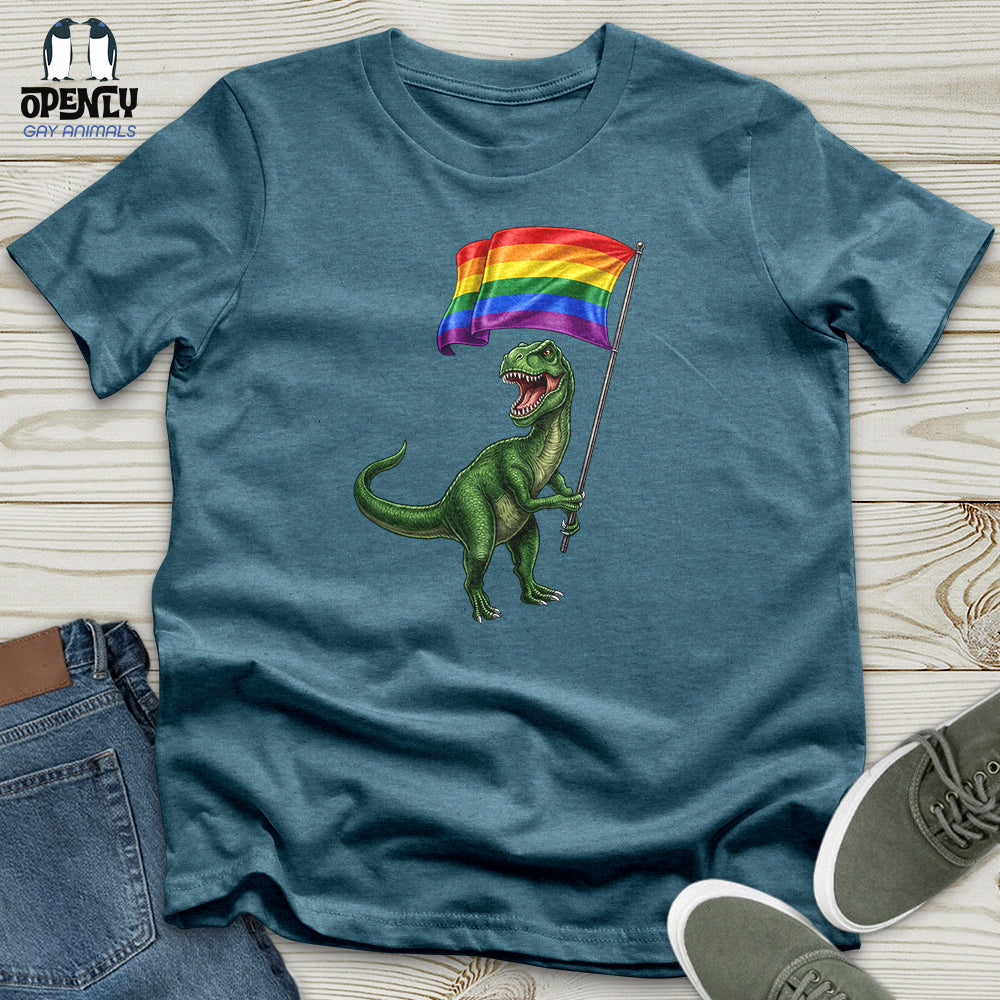 Dinosaur With Flag Unisex T-Shirt
