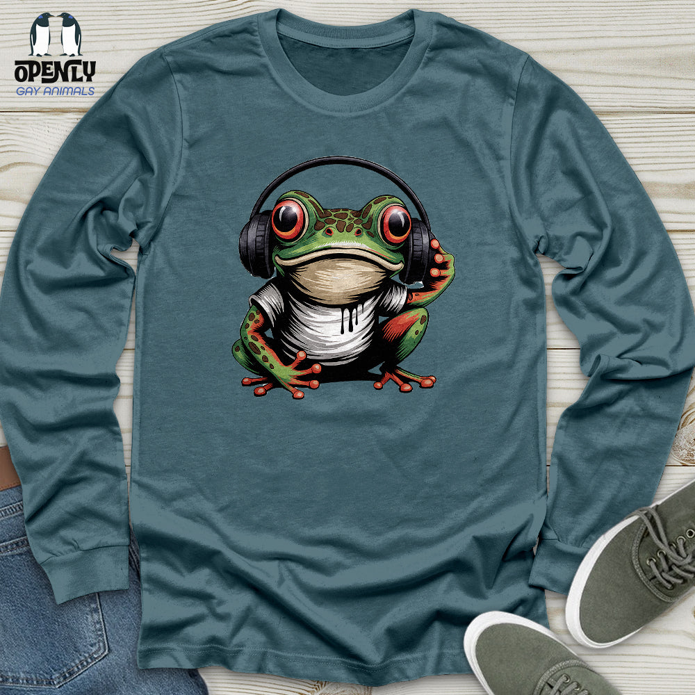 Frog in Headphones Unisex Long Sleeve Tee
