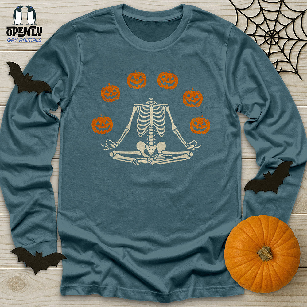 Pumpkin Skeleton Unisex Long Sleeve Tee