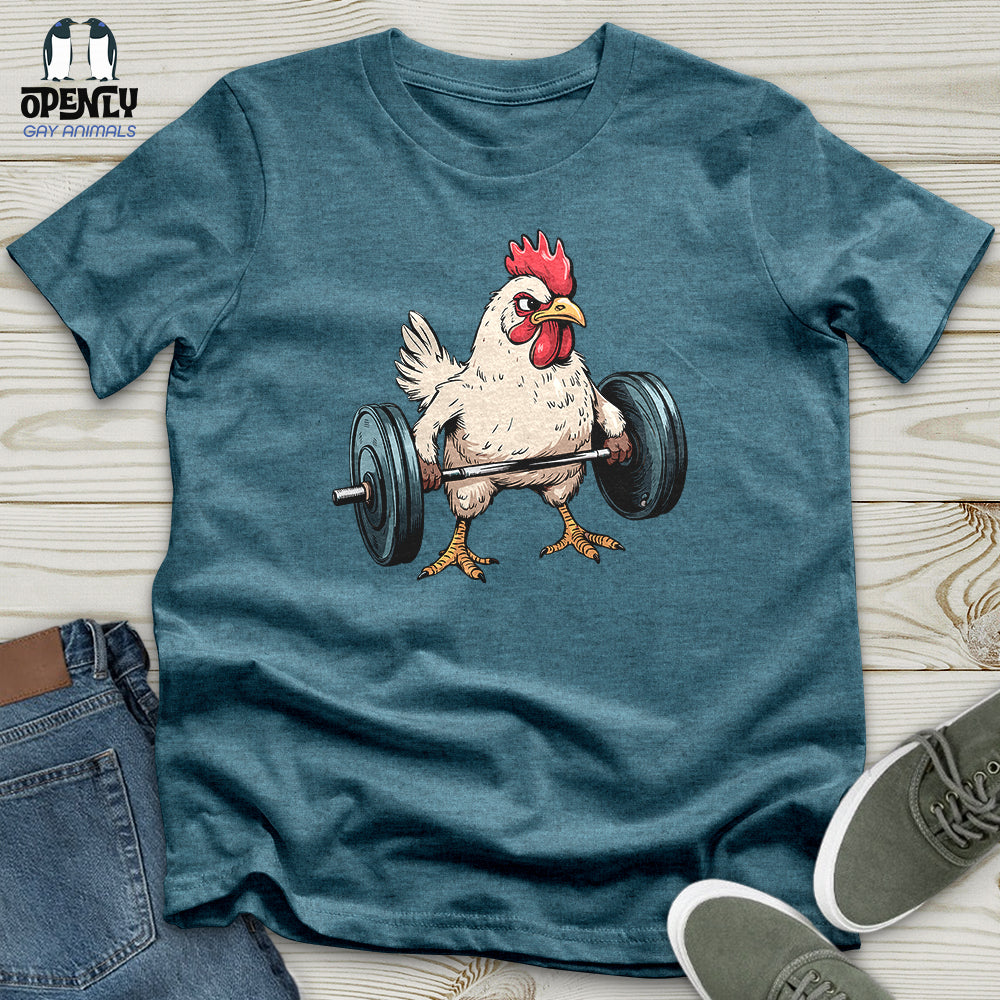 Dumbbelling Chickens Unisex t-shirt