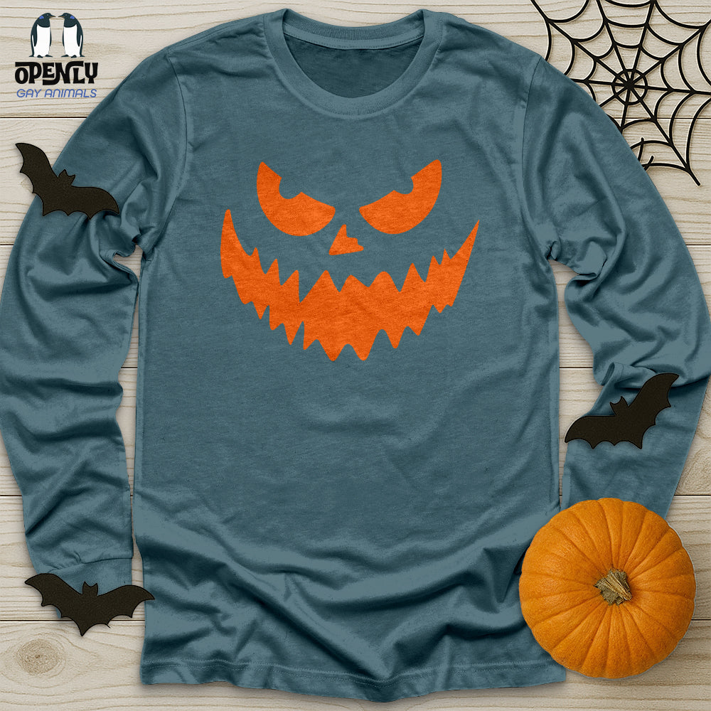 Scary Pumpkin Face Unisex Long Sleeve Tee