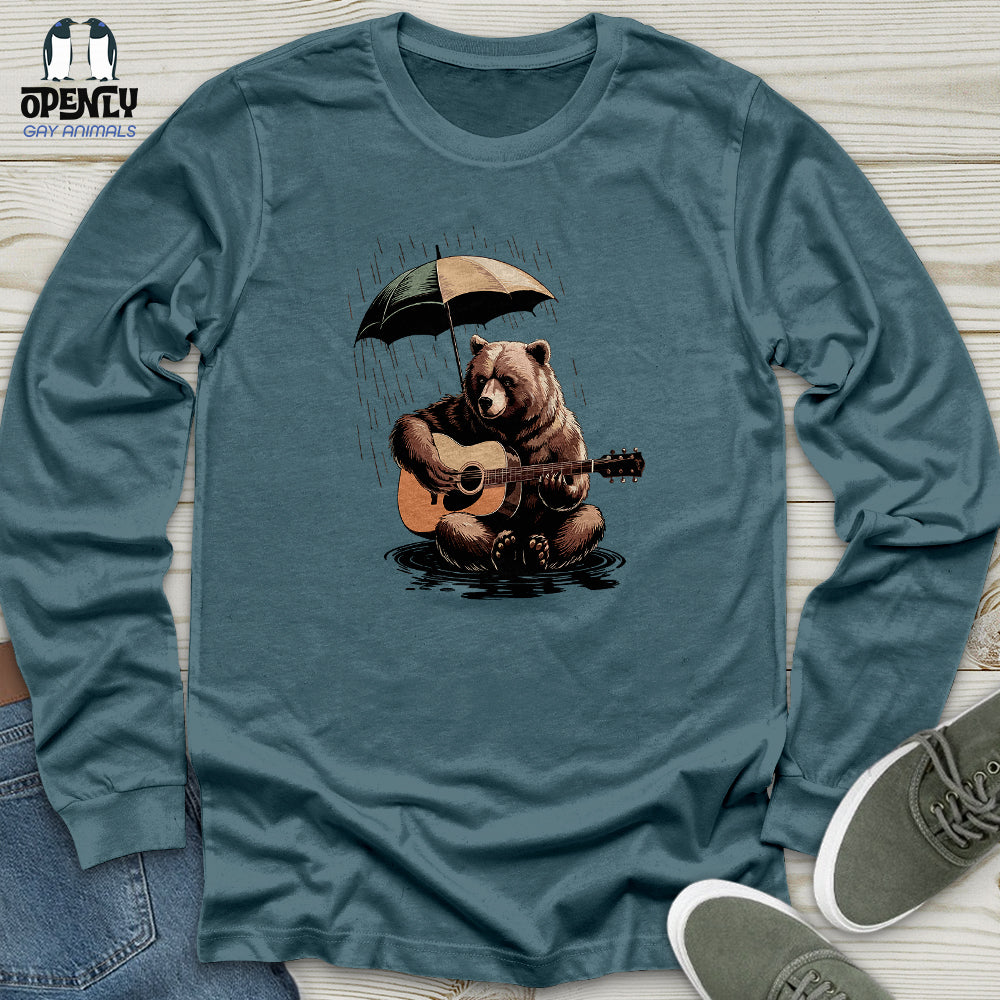Bear in Rain Unisex Long Sleeve Tee