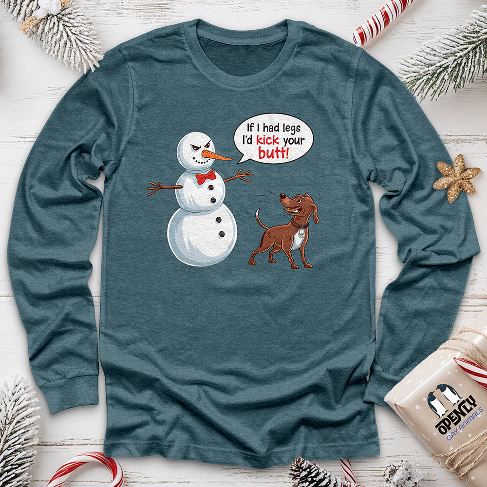 Funny Dog and Snowman Unisex Long Sleeve Tee