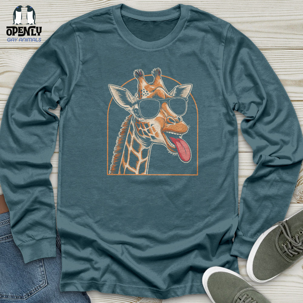 Giraffe Sticking Her Tongue Out Unisex Long Sleeve Tee