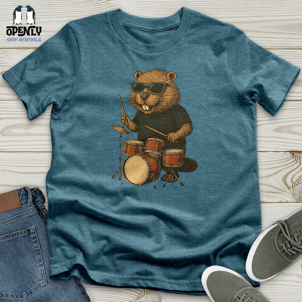 Beaver Playing Drum Unisex t-shirt