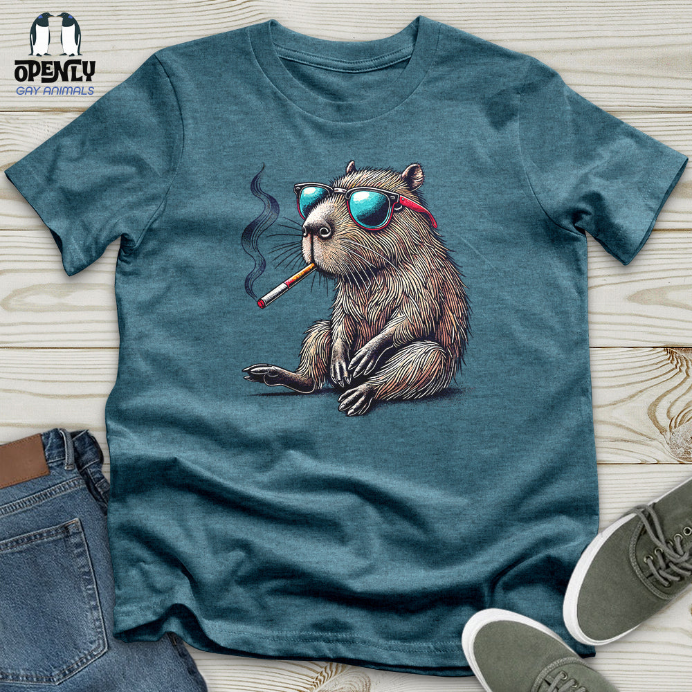 Capybara With Sunglasses and Cigarette Unisex t-shirt