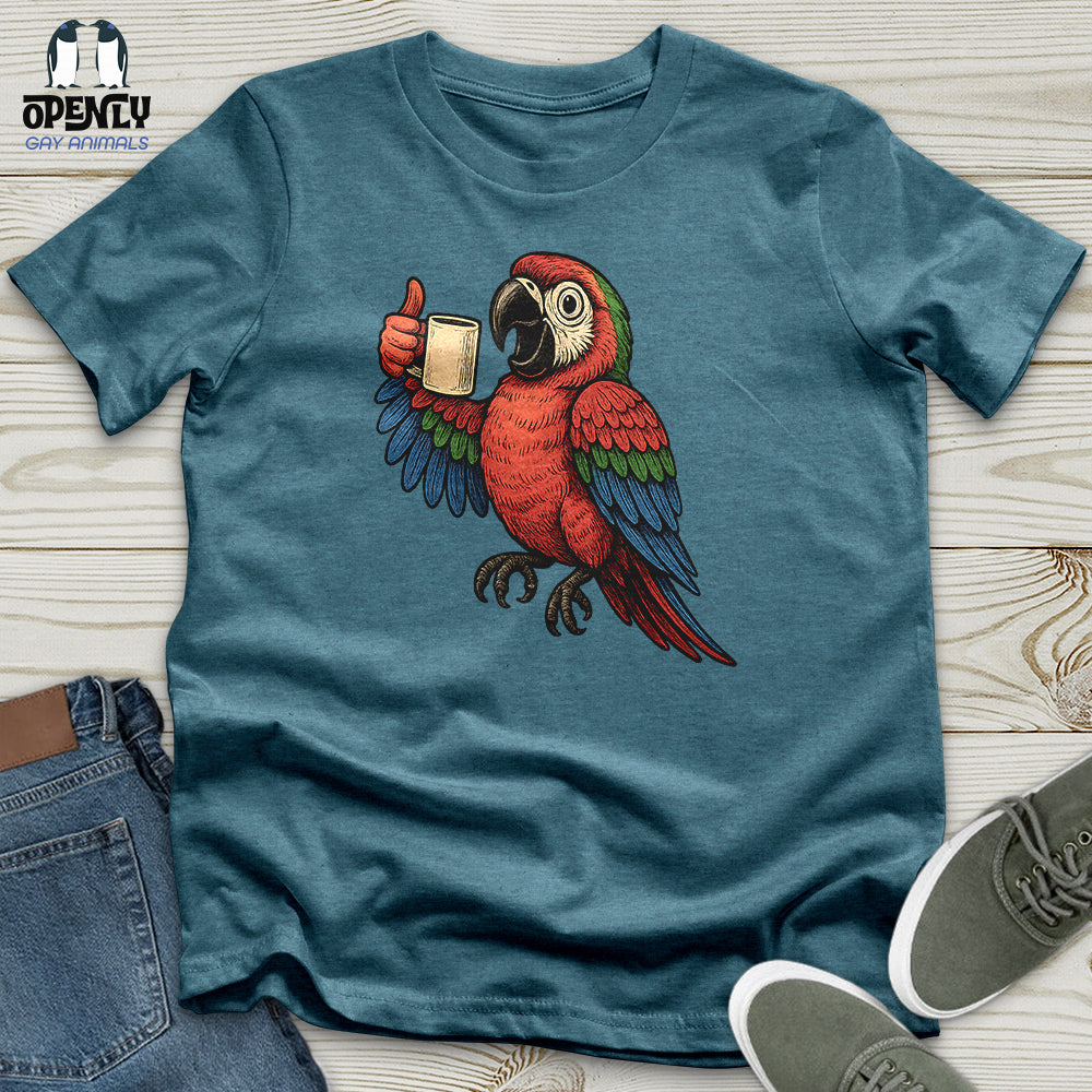 Coffee Parrot Cheers Unisex T-Shirt