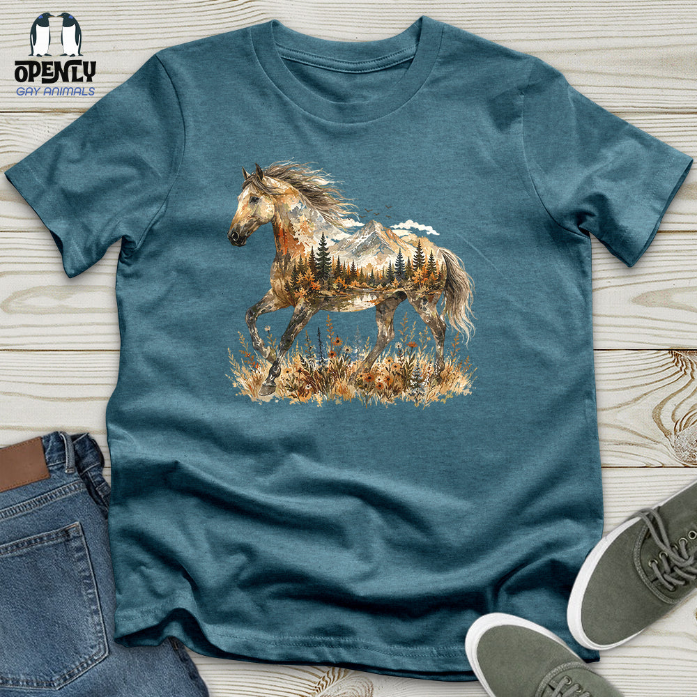 Horse in Mountain Forest Unisex T-Shirt