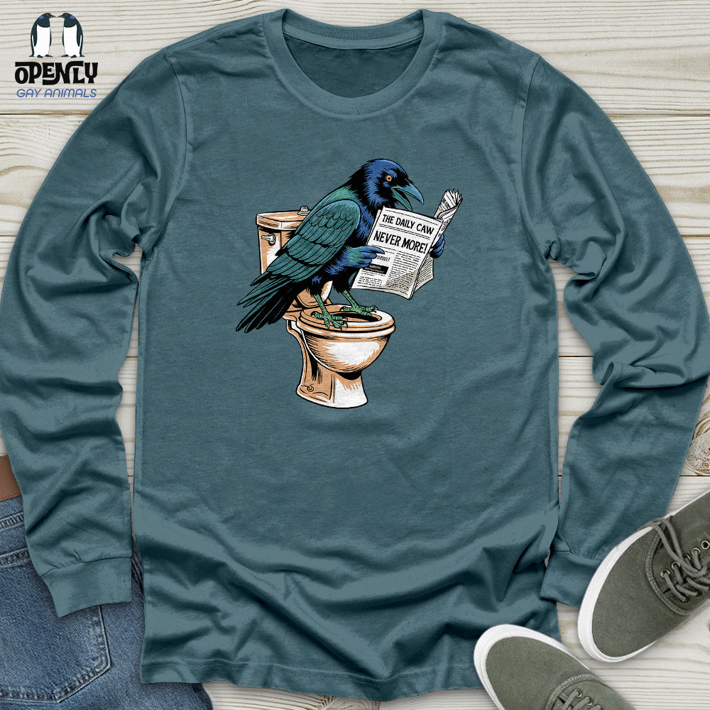 Raven Reading Newspaper Unisex Long Sleeve Tee