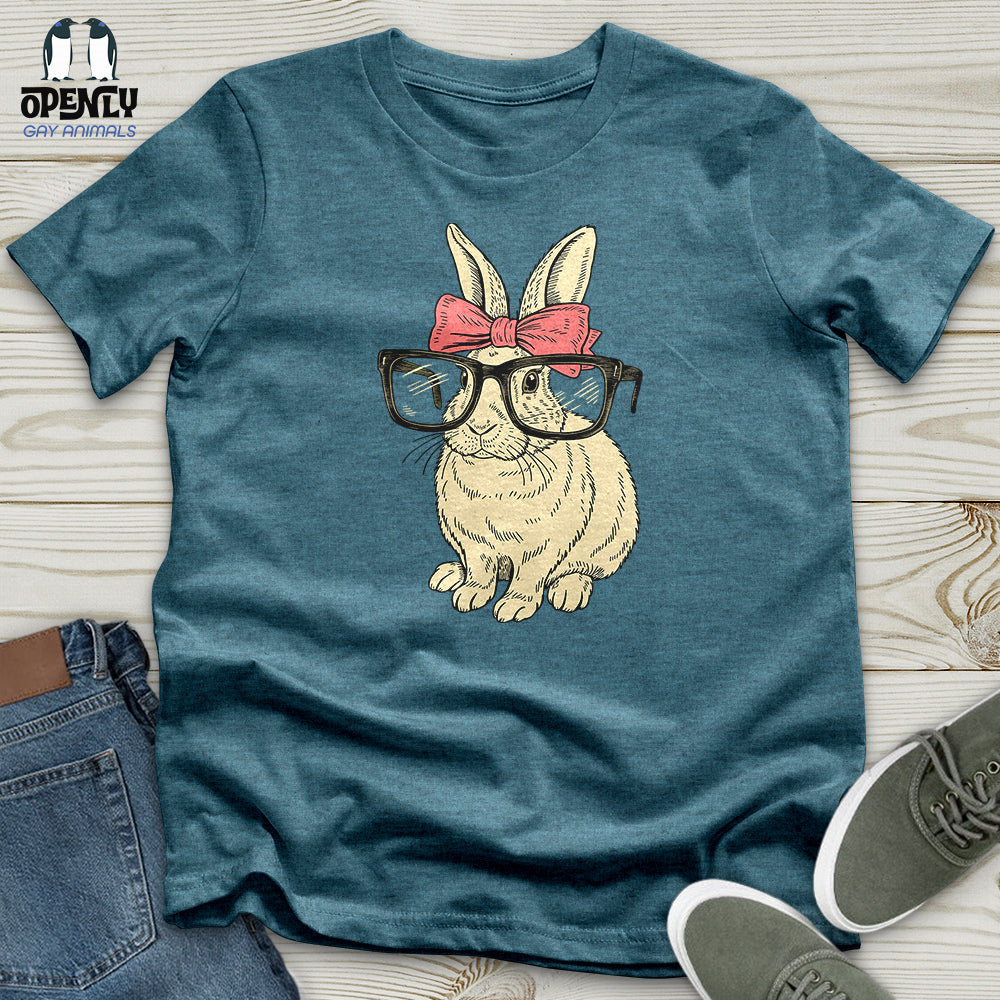 Rabbit With Glasses and Bow Unisex T-Shirt