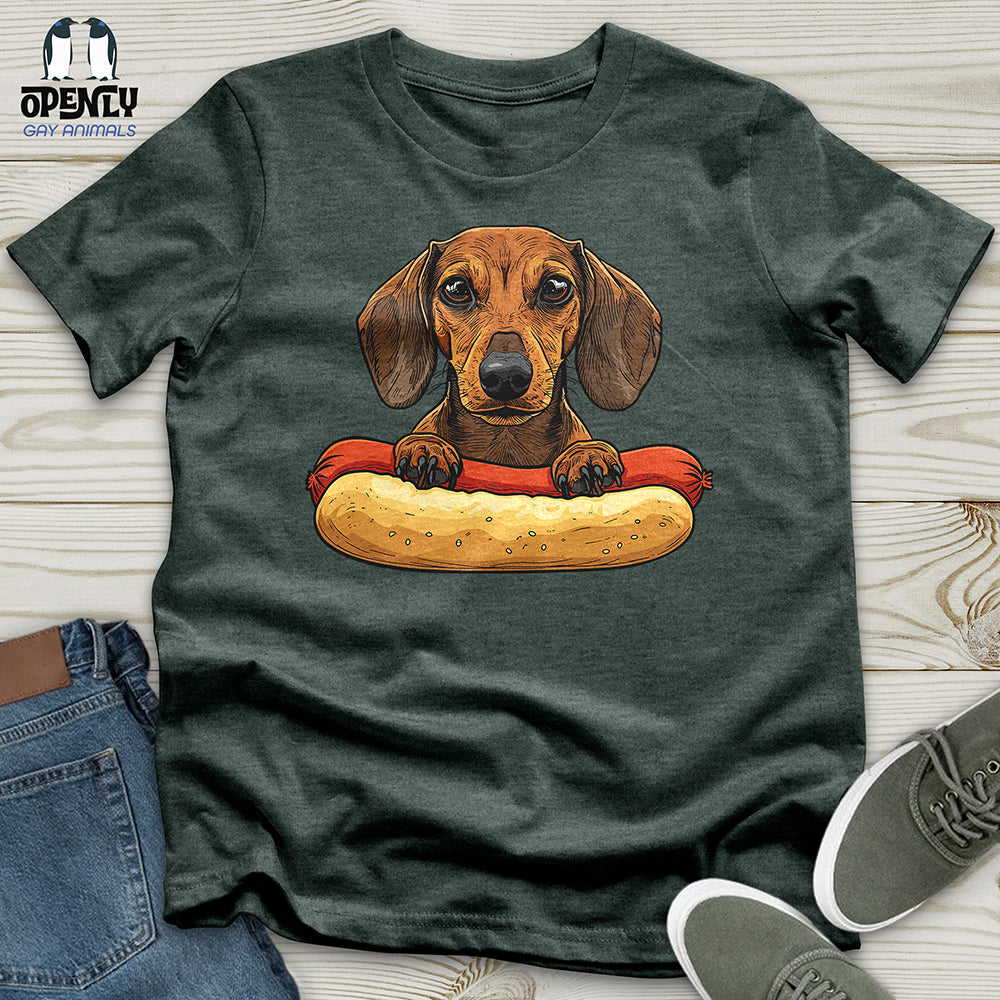 Dachshund Hotdog Hug Unisex t-shirt