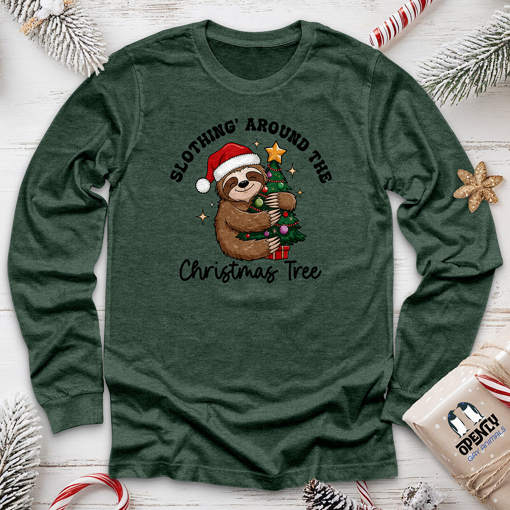 Slothing Around The Christmas Tree Unisex Long Sleeve Tee