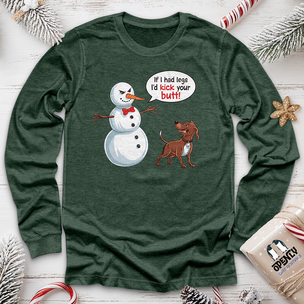 Funny Dog and Snowman Unisex Long Sleeve Tee