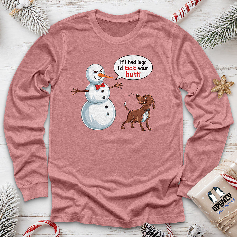 Funny Dog and Snowman Unisex Long Sleeve Tee