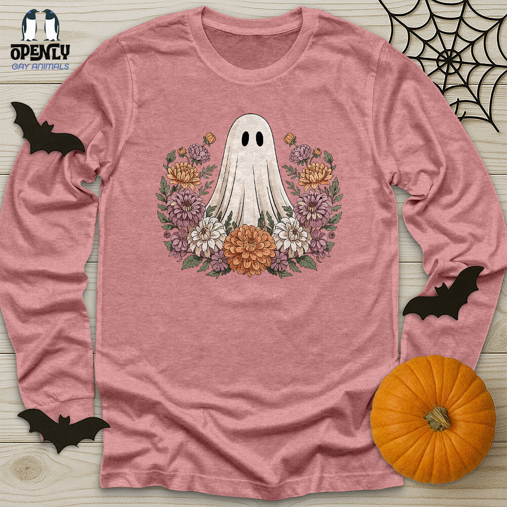 Floral Halloween Ghost Unisex Long Sleeve Tee