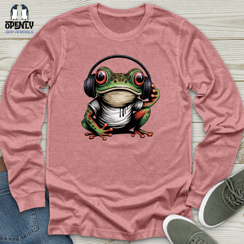 Frog in Headphones Unisex Long Sleeve Tee