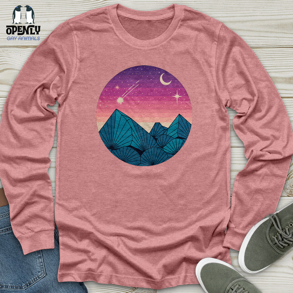 Geometric Mountain Landscape Unisex Long Sleeve Tee