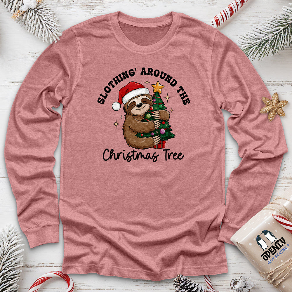 Slothing Around The Christmas Tree Unisex Long Sleeve Tee