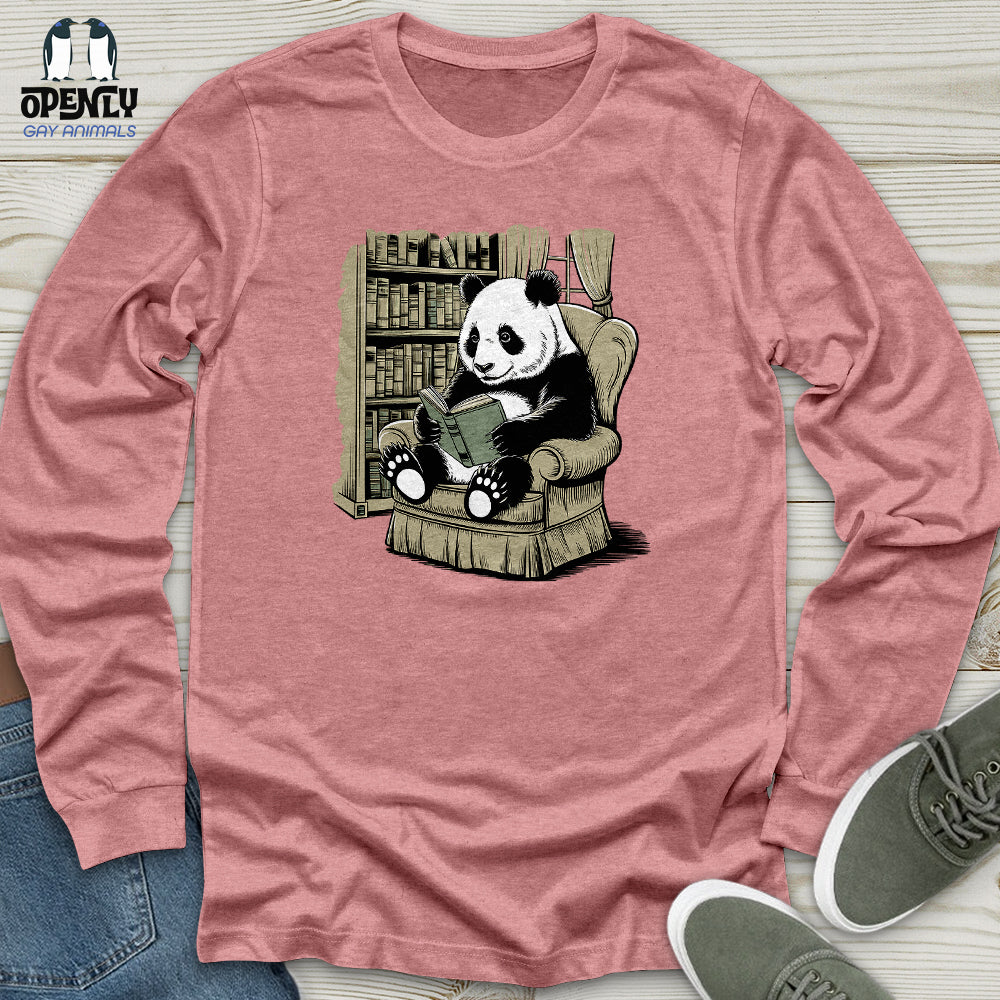 Panda Reading Book Unisex Long Sleeve Tee