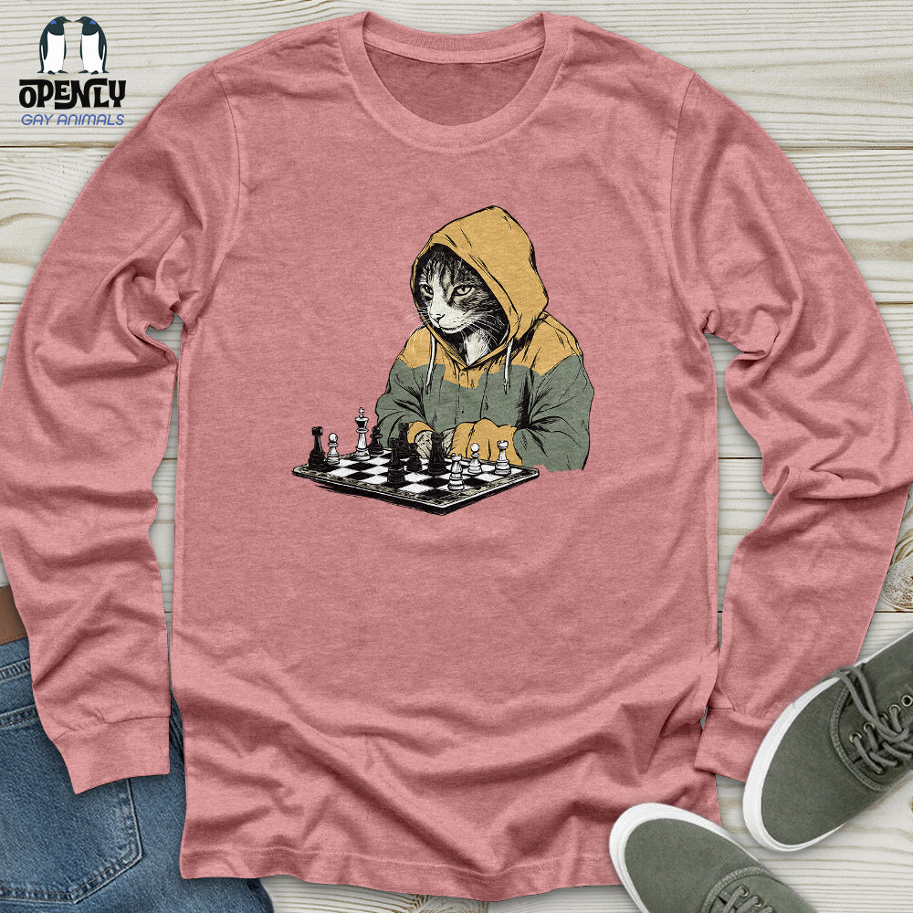 Cat Playing Chess Unisex Long Sleeve Tee