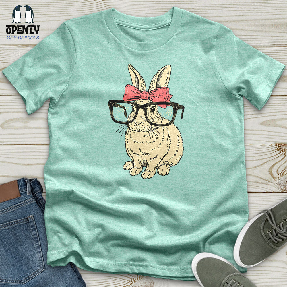 Rabbit With Glasses and Bow Unisex T-Shirt