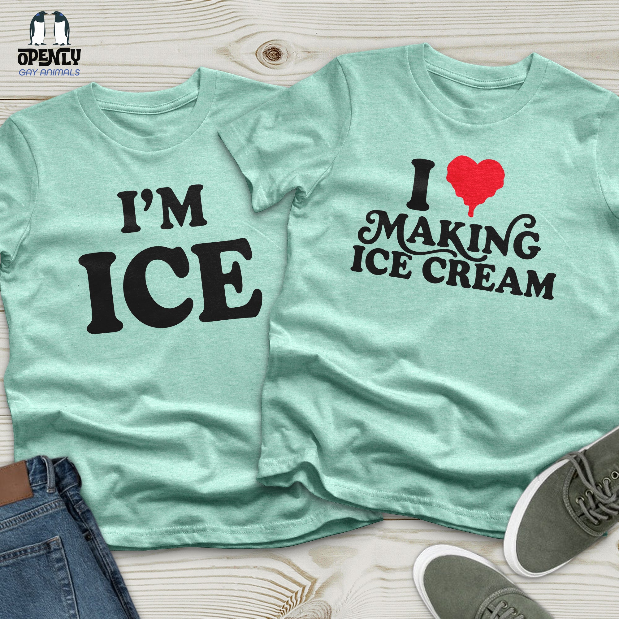 ICE Cream Black Couple T-Shirt Set
