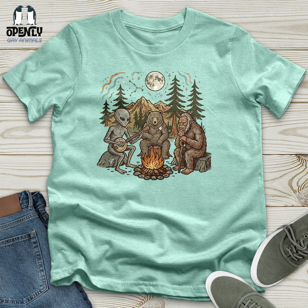 Bigfoot Alien Camping Unisex T-Shirt