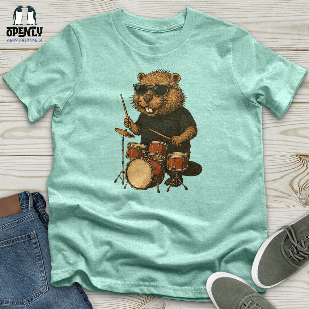 Beaver Playing Drum Unisex t-shirt