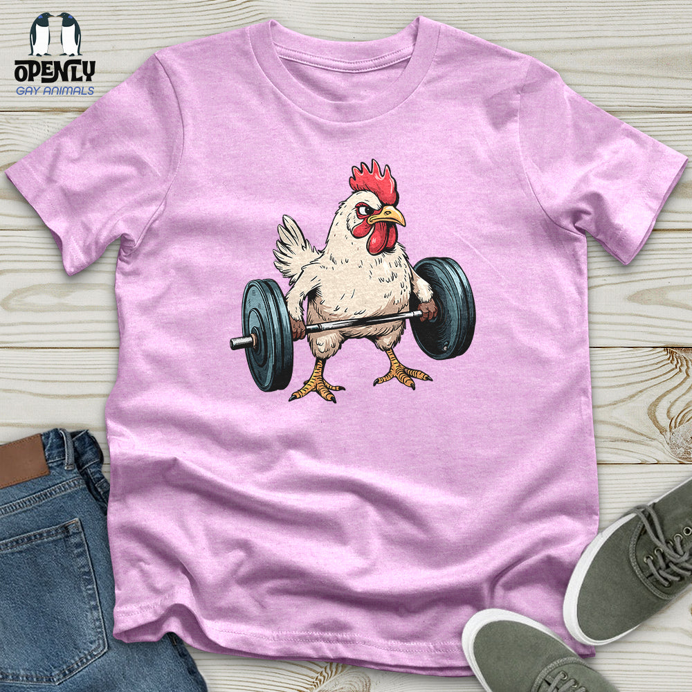 Dumbbelling Chickens Unisex t-shirt