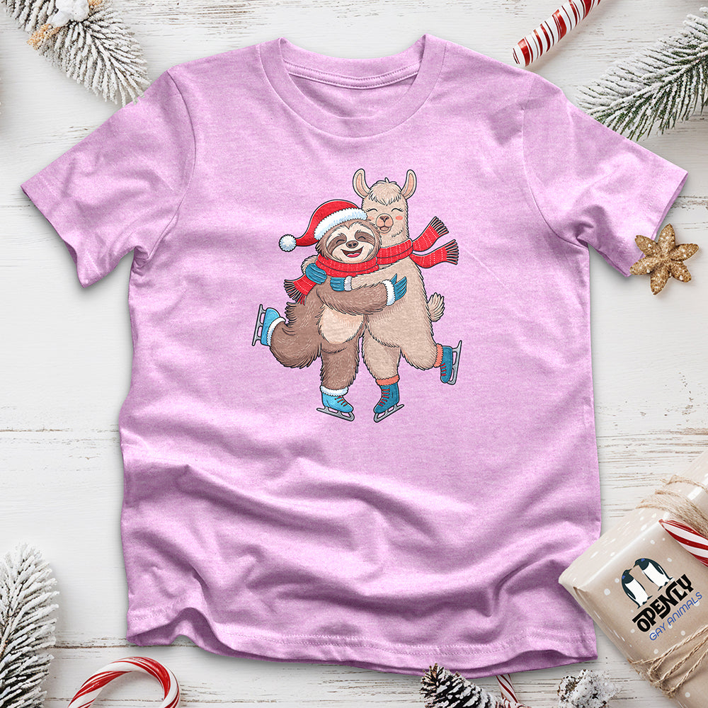 Sloth Hugging Llama Unisex t-shirt