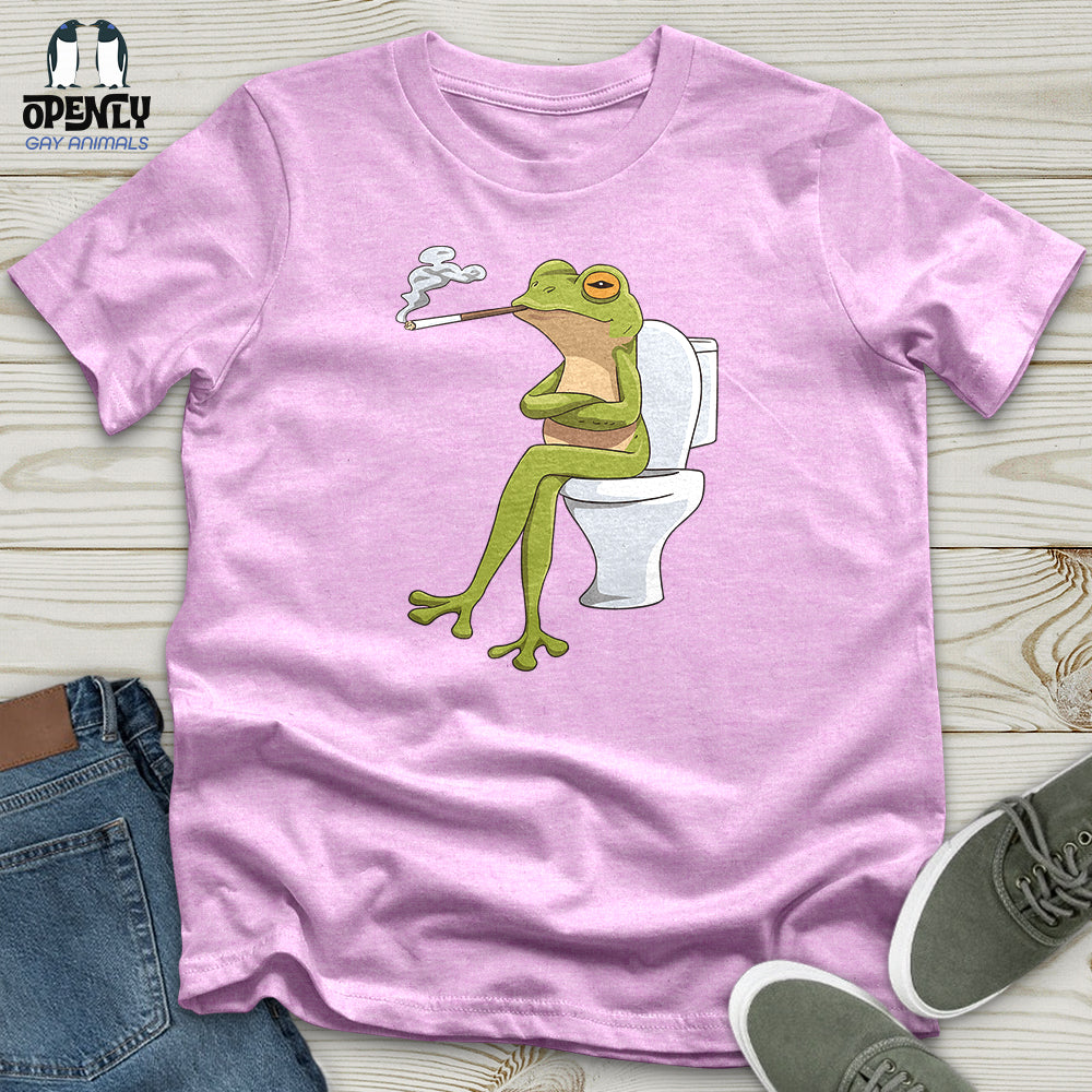 Frog Sitting on a White Toilet Unisex t-shirt