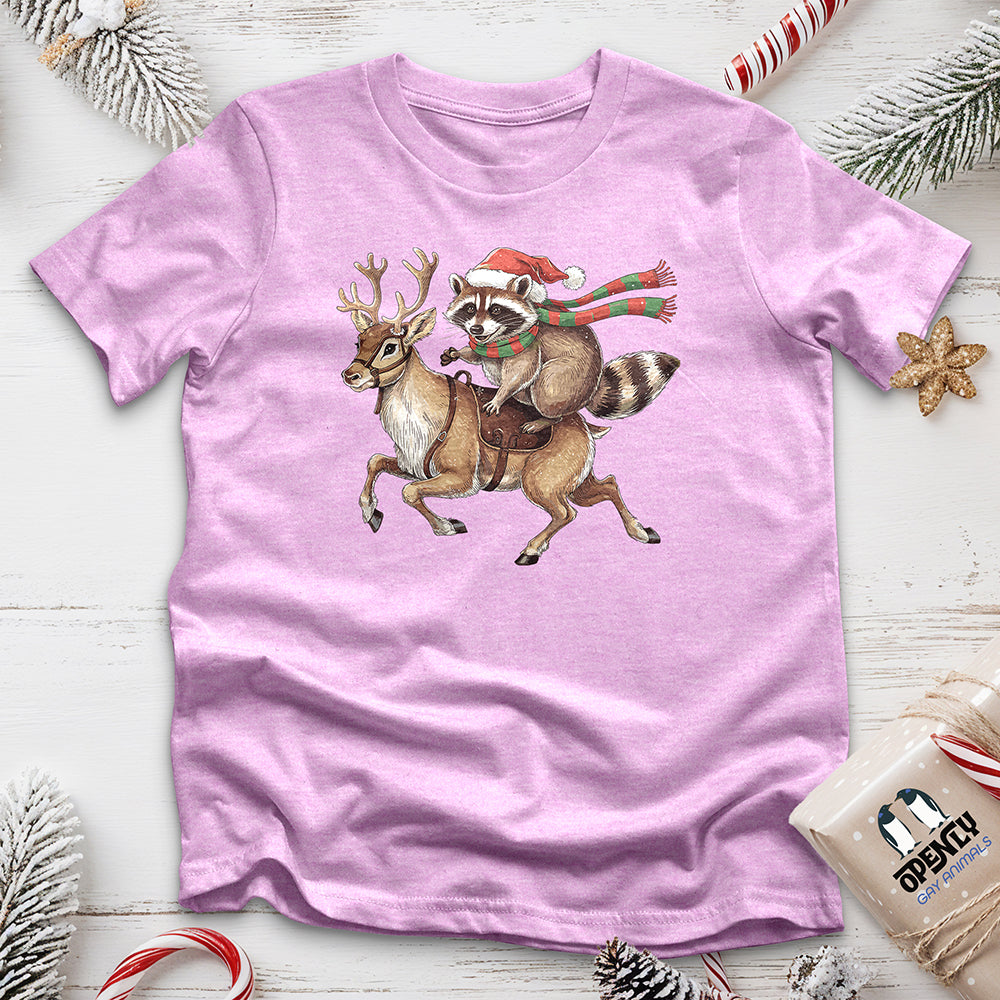 Raccoon Riding Reindeer Unisex t-shirt