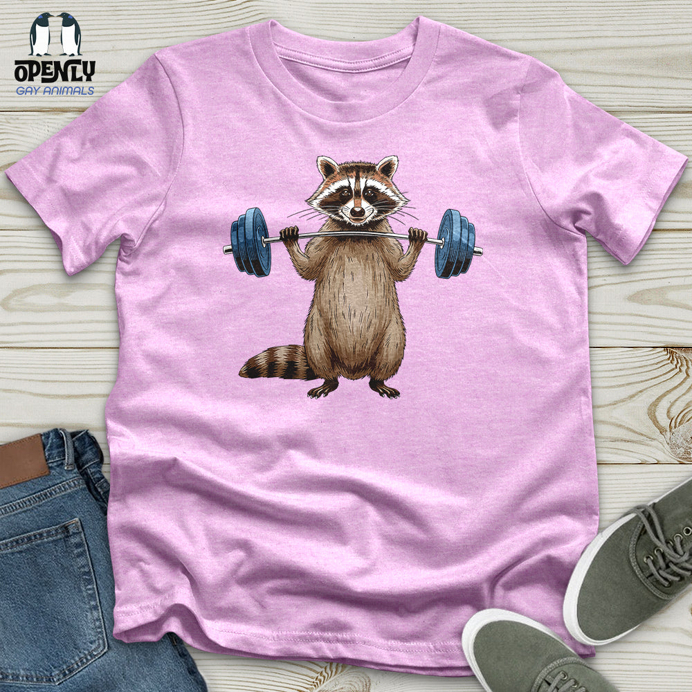 Raccoon Dumbbelling Unisex t-shirt