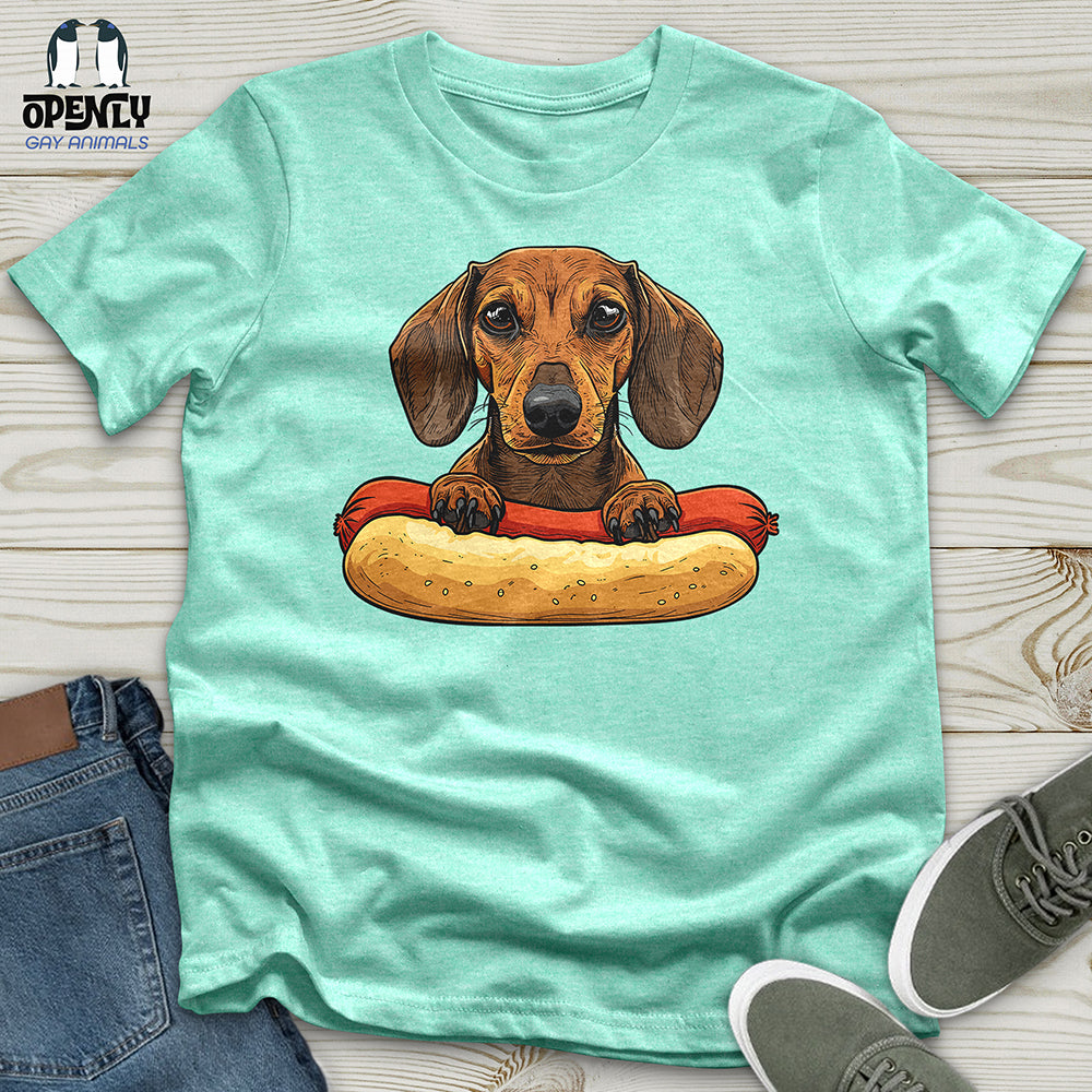 Dachshund Hotdog Hug Unisex t-shirt