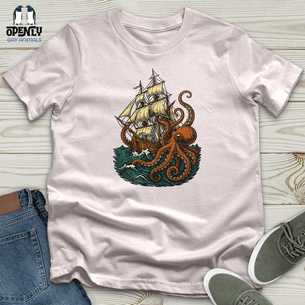 Octopus Attack Pirate Ship Softstyle Tee