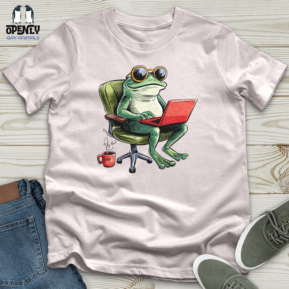 A Frog in a Productive Day  With Coffee Softstyle Tee